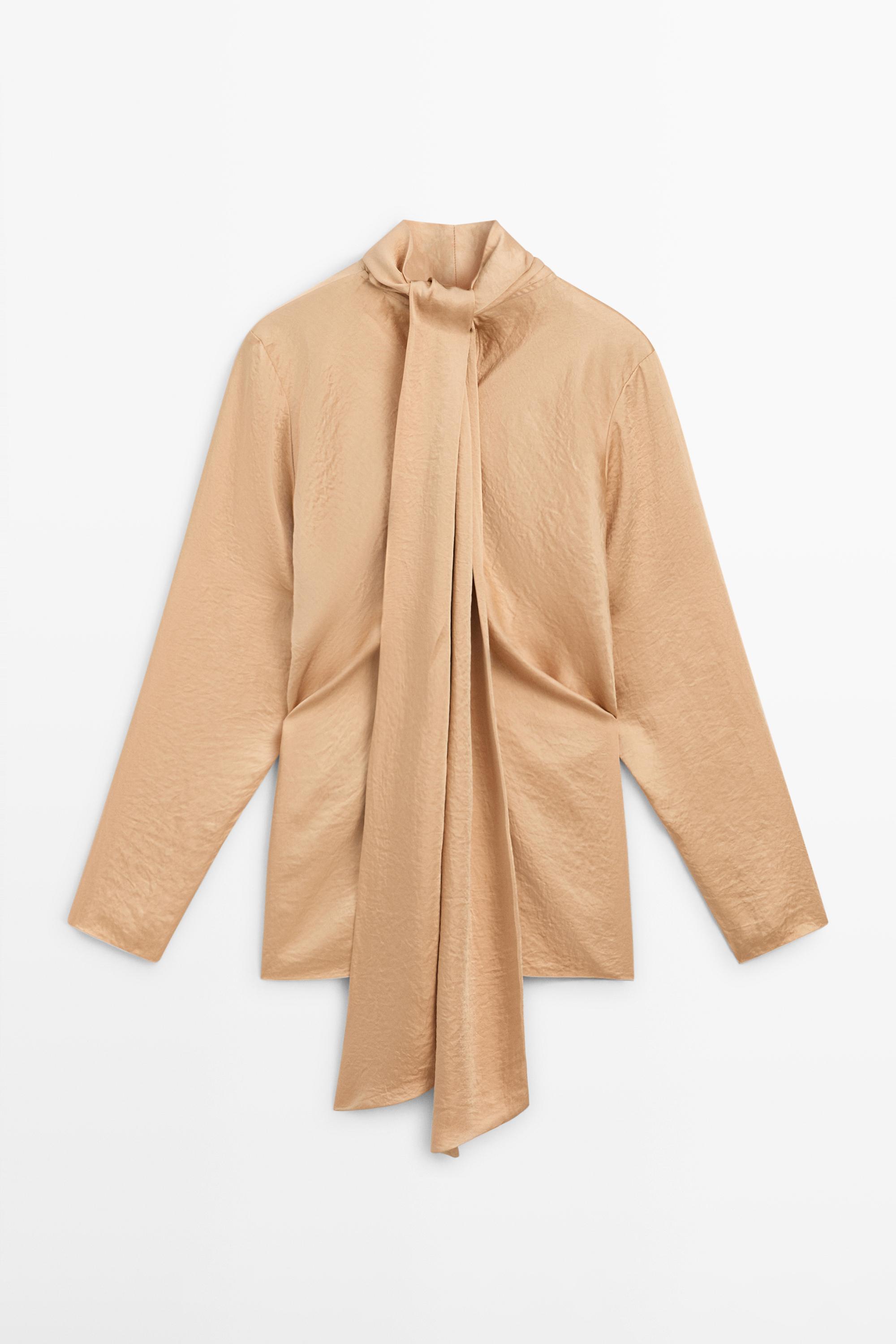 Flowing satin blouse with tie detail - STUDIO